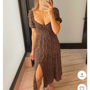 Abercrombie Short-Sleeve Smocked Midi Dress - Black Floral